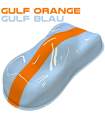 GULF ORANJE en GULF BLAUW verf