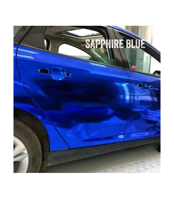 Wikkelfilm Blauw Chroom premiumkwaliteit OEM voor auto’s - rol 1.52 m x 18 m