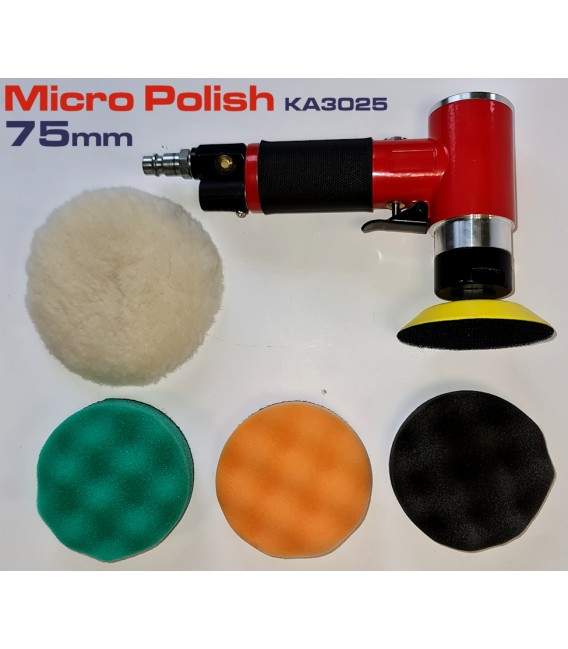 Mini pneumatische polijstmachine 75 mm met plaat en schuimrubbers