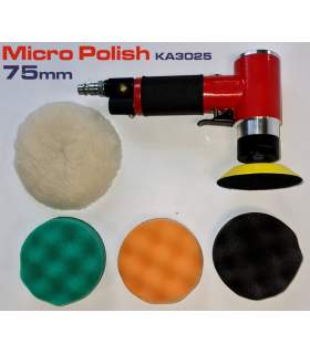 Mini pneumatische polijstmachine 75 mm met plaat en schuimrubbers