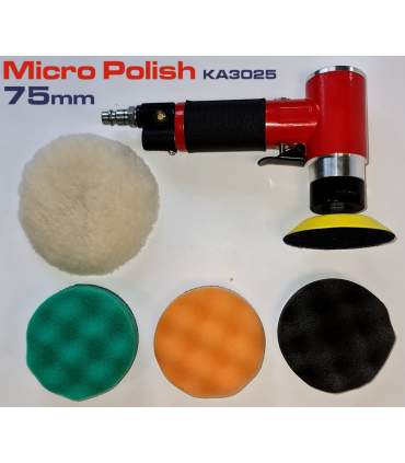 Mini pneumatische polijstmachine 75 mm met plaat en schuimrubbers