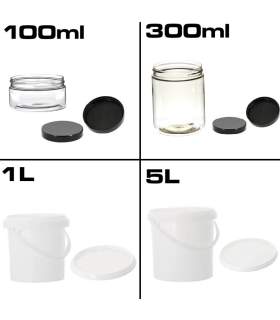 Kunststof potten van 100 ml tot 5 liter met deksel