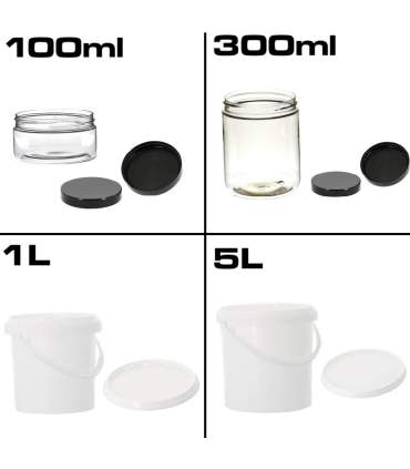 Kunststof potten met deksel van 100 ml tot 5 liter