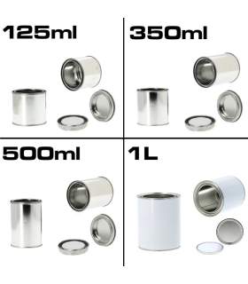 Metalen verfpotten met deksel van 125ml tot 5L