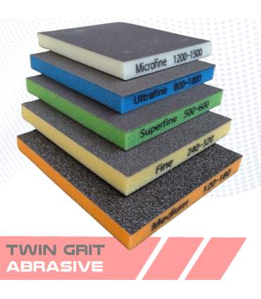 TWIN GRIT dubbelzijdige schuursponsen – 5 schuurkorrels