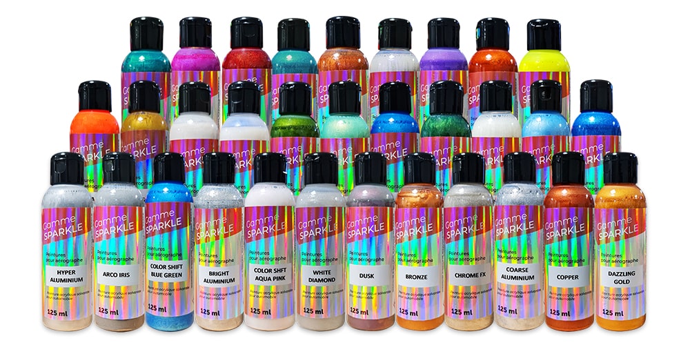 De veelkleurige kleuren van de SPARKLE-airbrushlak